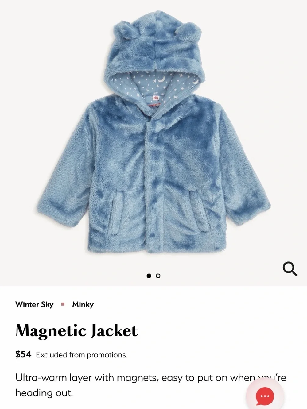 Magnetic Me Navy Blue Baby Jacket with Gray Star Lining